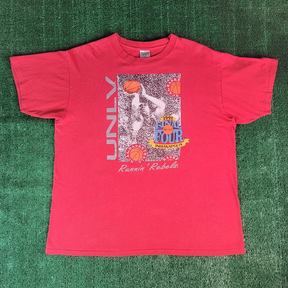 Vintage NCAA 1991 Final Four UNLV Runnin' Rebels Shirt Red XL Las Vegas USA MADE - Picture 2 of 9